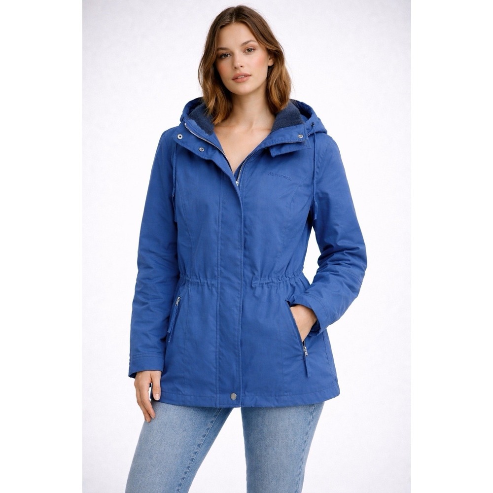 Abercrombie & Fitch Navy Womens Med Hooded Utility Parka Jacket Cinched Waist